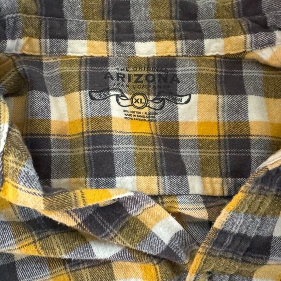 ARIZONA JEAN COMPANY Young Men's (Teens) Flannel Shirt, Yellow/Grey Plaid, XL - Picture 3 of 7
